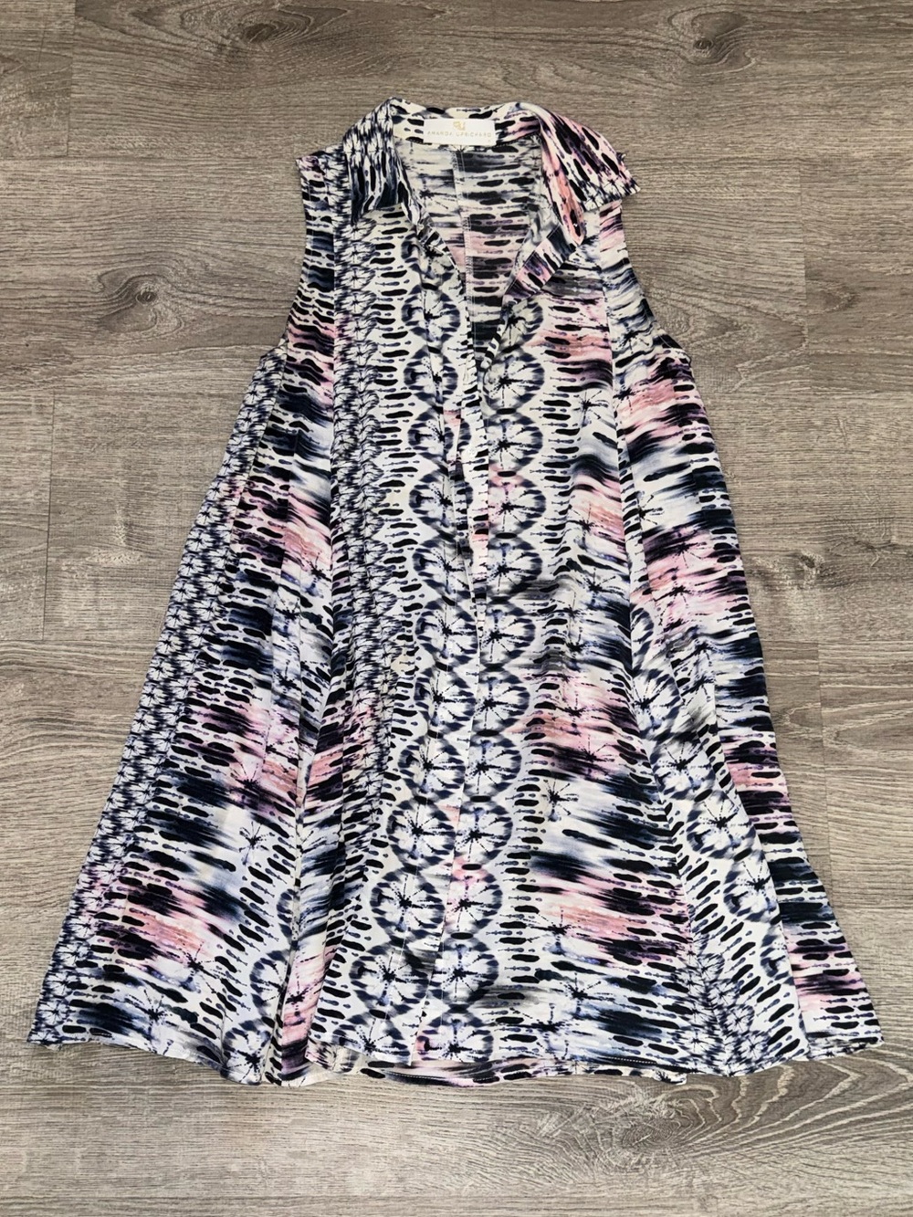 AMANDA UPRICHARD SILK KALEIDOSCOPE FLOWY TIE DYE BUTTON DRESS XS P ANTHROPOLOGIE